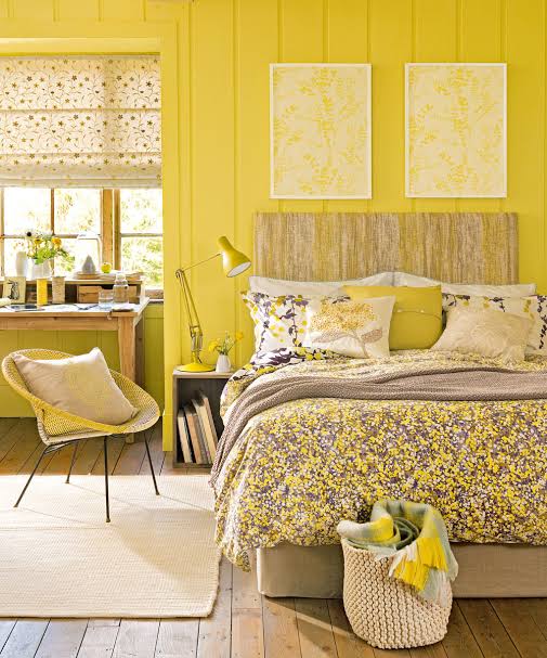 desain ruangan kuning kamar tidur