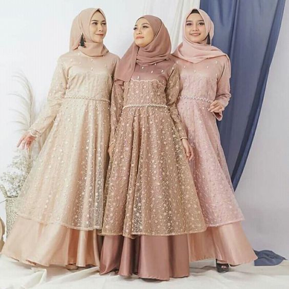 model gamis brokat kombinasi satin terbaru