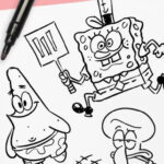 cara menggambar spongebob
