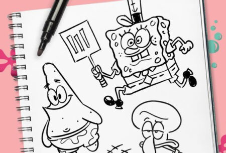 cara menggambar spongebob