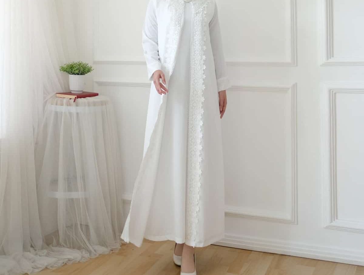 model gamis brokat kombinasi satin terbaru