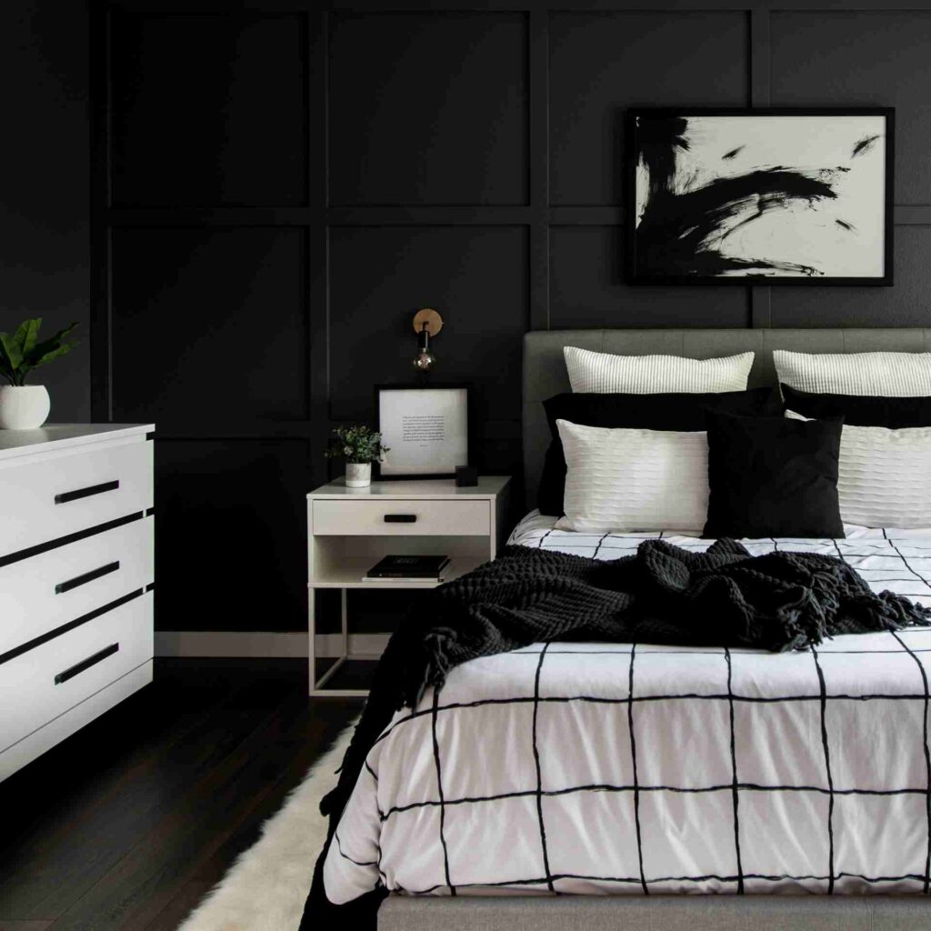 desain kamar aesthetic gelap hitam